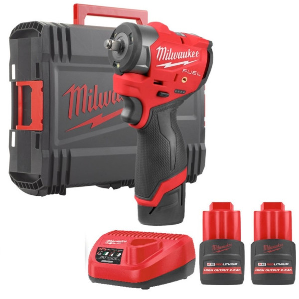 Гайковерт акумуляторний безщітковий 3/8'' MILWAUKEE, M12 FSCIWF38-252X, 305Нм, з кільцем (зарядний пристрій С12 С, 2 акумулятори