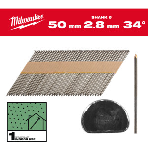 Цвяхи з D-образною головкою MILWAUKEE, 2,8/34 град...