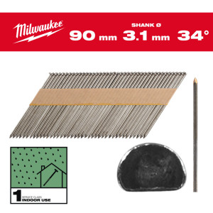 Цвяхи з D-образною головкою MILWAUKEE, 3,1/34 град...