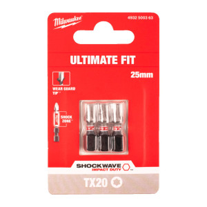 Біта SHOCKWAVE MILWAUKEE, TX20, 25мм, (3шт)