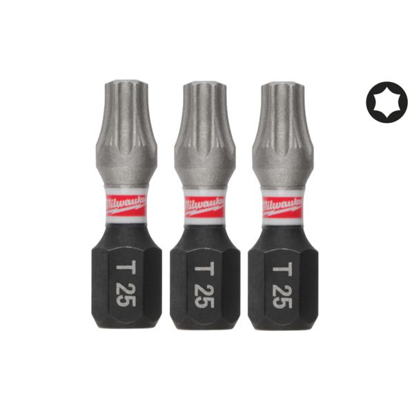 Біта SHOCKWAVE MILWAUKEE, TX25, 25мм, (3шт) Біта SHOCKWAVE MILWAUKEE, TX25, 25мм, (3шт)