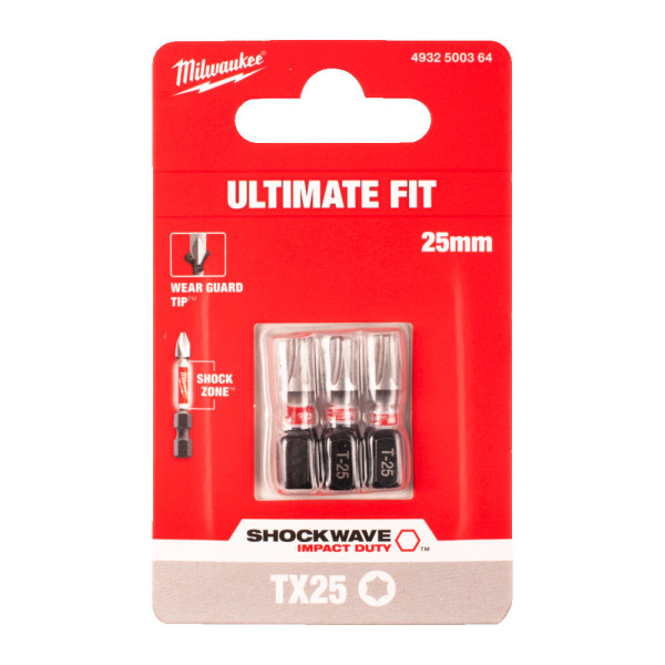 Біта SHOCKWAVE MILWAUKEE, TX25, 25мм, (3шт) Біта SHOCKWAVE MILWAUKEE, TX25, 25мм, (3шт)