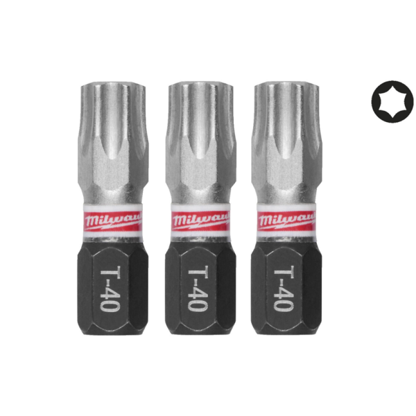 Біта SHOCKWAVE MILWAUKEE, TX40, 25мм, (3шт) Біта SHOCKWAVE MILWAUKEE, TX40, 25мм, (3шт)