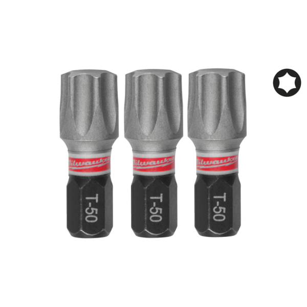 Біта SHOCKWAVE MILWAUKEE, TX50, 25мм, (3шт) Біта SHOCKWAVE MILWAUKEE, TX50, 25мм, (3шт)