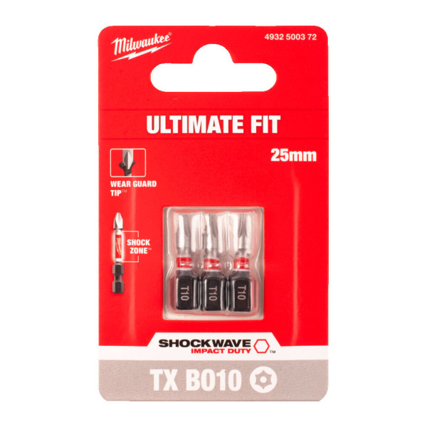 Біта SHOCKWAVE MILWAUKEE, TX BO10, 25мм, (3шт)