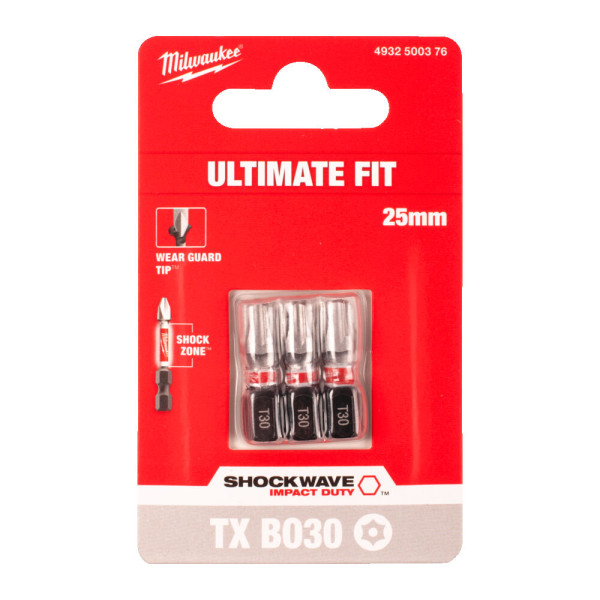 Біта SHOCKWAVE MILWAUKEE, TX BO30, 25мм, (3шт)