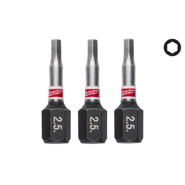 Біта SHOCKWAVE MILWAUKEE, Hex2,5, 25мм, (3шт) Біта SHOCKWAVE MILWAUKEE, Hex2,5, 25мм, (3шт)