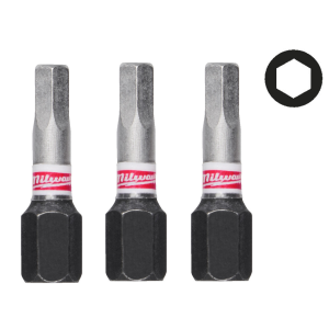 Біта SHOCKWAVE MILWAUKEE, Hex4, 25мм, (3шт)