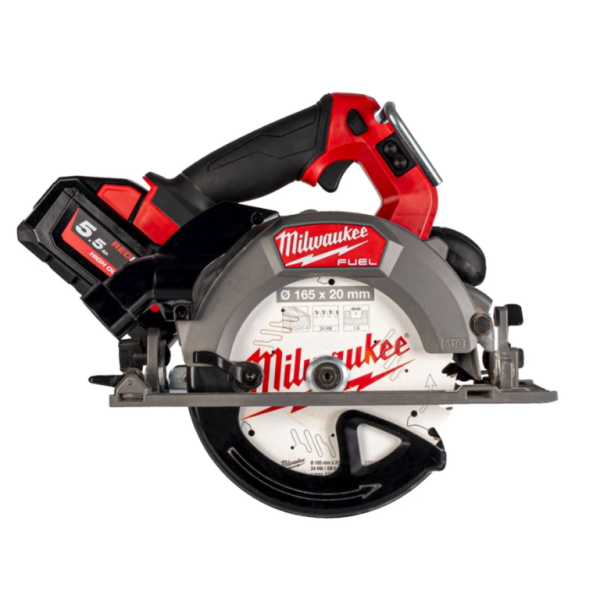 Пила дискова ручна акумуляторна безщіткова MILWAUKEE, M18 FCSDC165-552C, діаметр 165мм (зарядний пристрій M12-18 FC, 2 акумулято Пила дискова ручна акумуляторна безщіткова MILWAUKEE, M18 FCSDC165-552C, діаметр 165мм (зарядний пристрій M12-18 FC, 2 акумулято
