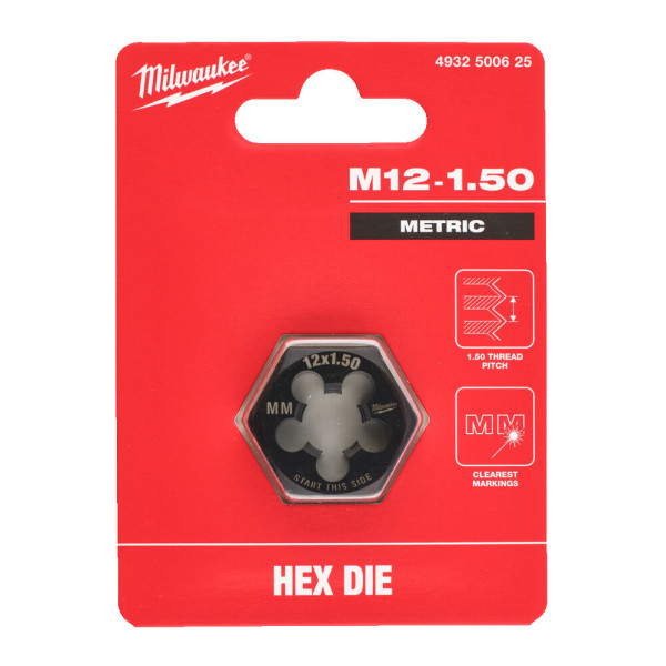 Плашка шестигранна MILWAUKEE, М12-1,50мм