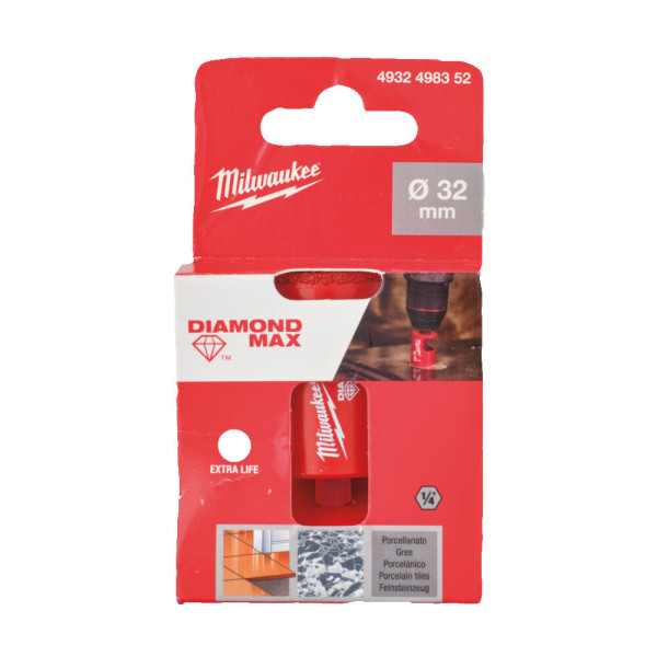 Коронка алмазна Diamond Plus/Max MILWAUKEE, діаметр 32,0мм (1/4'' Hex) (свердління з водою) Коронка алмазна Diamond Plus/Max MILWAUKEE, діаметр 32,0мм (1/4'' Hex) (свердління з водою)