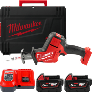 Пила шабельна акумуляторна MILWAUKEE, M18 FHZ-502X (зарядий пристрій M12-18 FC, 2 акумулятори М18 В5 5Аг, полотно, HDкейс)