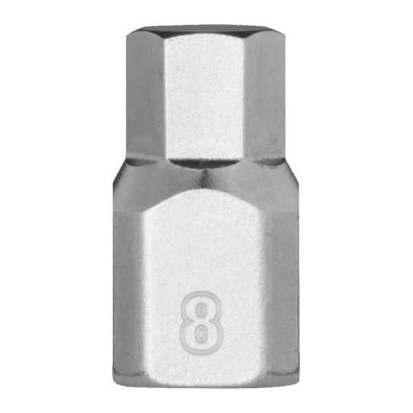Головка торцева хромована 1/4'' MILWAUKEE укорочена з бітою Hex, 8мм Головка торцева хромована 1/4'' MILWAUKEE укорочена з бітою Hex, 8мм