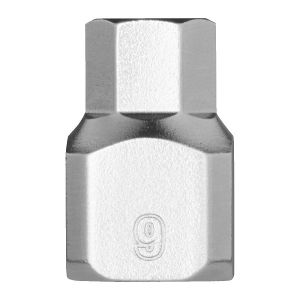 Головка торцева хромована 1/4'' MILWAUKEE укорочена з бітою Hex, 9мм Головка торцева хромована 1/4'' MILWAUKEE укорочена з бітою Hex, 9мм
