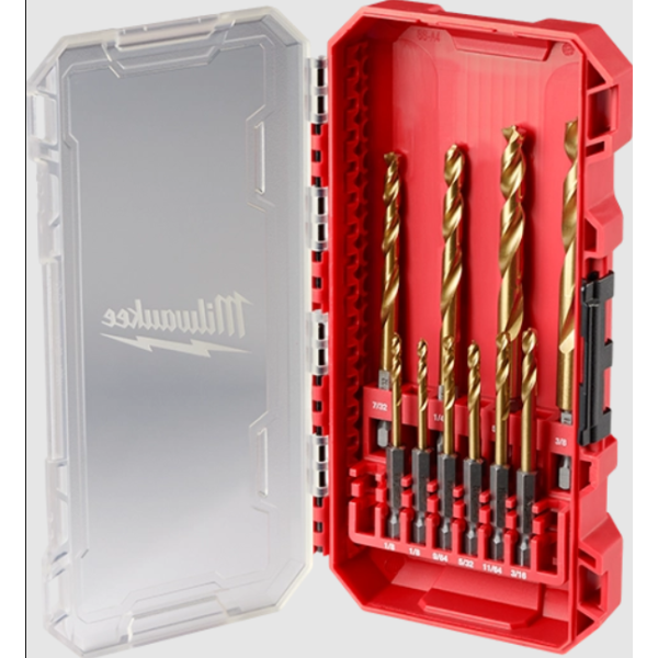 Набір свердел по металу RedHEX SHOCKWAVE HSS-TiN MILWAUKEE CB, (10шт) пластиковий кейс Набір свердел по металу RedHEX SHOCKWAVE HSS-TiN MILWAUKEE CB, (10шт) пластиковий кейс