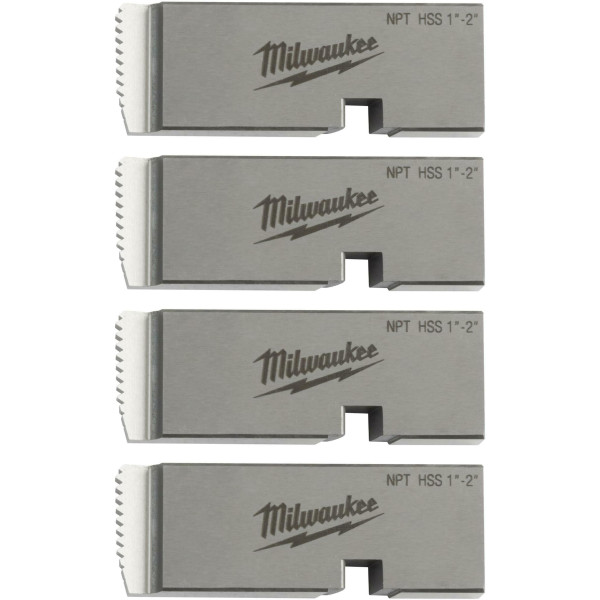 Плашки для нарізання різблення MILWAUKEE, PTR2D 1'' - 2'' BSPT NPT HSS (4шт) для MXF PTR2