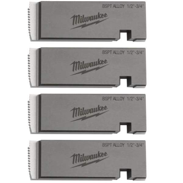 Плашки для нарізання різблення MILWAUKEE, PTR2D 1/2'' - 3/4'' BSPT ALLOY (4шт) для MXF PTR2
