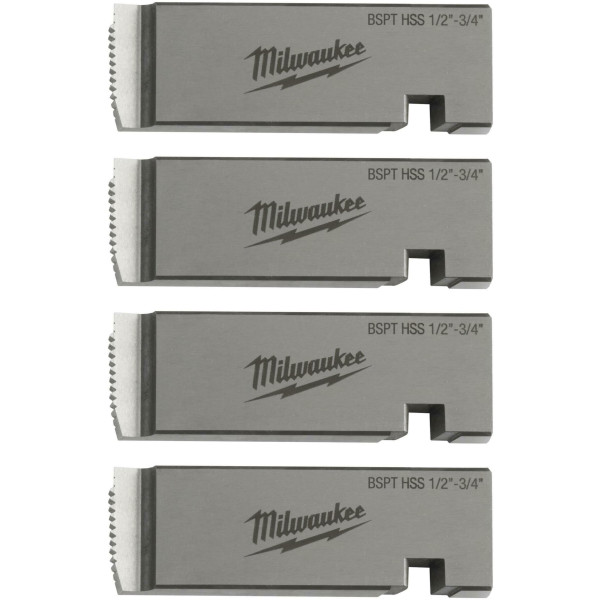 Плашки для нарізання різблення MILWAUKEE, PTR2D 1/2'' - 3/4'' BSPT HSS (4шт)