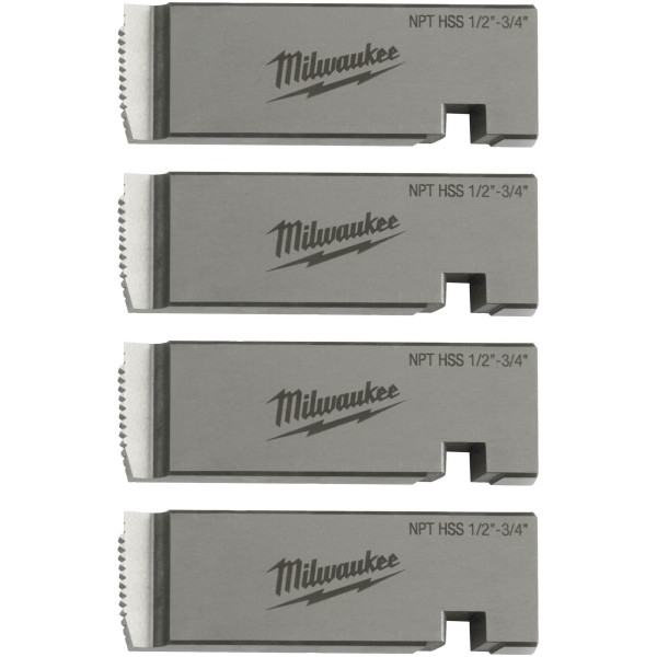 Плашки для нарізання різблення MILWAUKEE, PTR2D 1/2'' - 3/4'' BSPT NPT HSS (4шт) для MXF PTR2