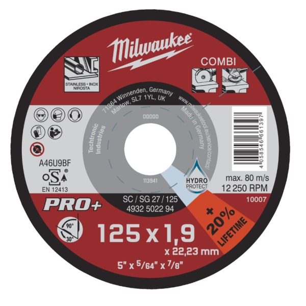 Диск універсальний (різання/зачистка по металу) MILWAUKEE, SC/SG 27/125x1.9мм