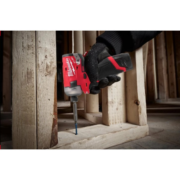 Шуруповерт ударний гідравлічний акумуляторний безщітковий 1/4'' HEX MILWAUKEE, M12 FQID-0, 50Нм (каркас, кліпса для ременя, карт Шуруповерт ударний гідравлічний акумуляторний безщітковий 1/4'' HEX MILWAUKEE, M12 FQID-0, 50Нм (каркас, кліпса для ременя, карт