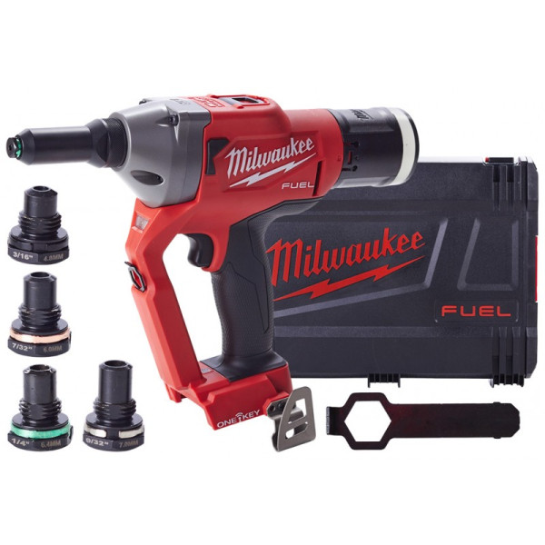 Заклепочник акумуляторний безщітковий MILWAUKEE M18 ONEFPRT-0X, діаметр заклепок 4,8-7,0мм (каркас, кліпса на ремінь. перехідник Заклепочник акумуляторний безщітковий MILWAUKEE M18 ONEFPRT-0X, діаметр заклепок 4,8-7,0мм (каркас, кліпса на ремінь. перехідник