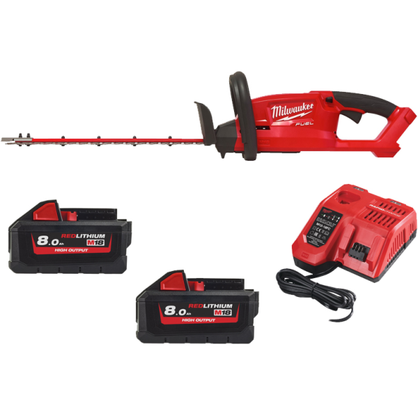 Кущоріз акумуляторний безщітковий MILWAUKEE, M18 FHT45-802, лезо 45см (зарядний пристрій M12-18 FC, 2 акумулятори М18 НВ8 8Аг, к