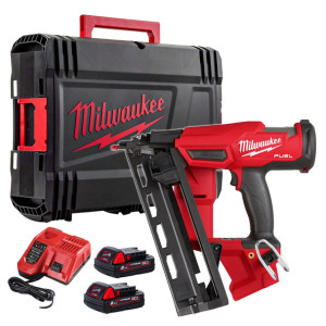Пістолет цвяхозабивний акумуляторний безщітковий MILWAUKEE, M18 FN16GA-202X (зарядний пристрій M12-18 FC, 2 акумулятори М18 В2 2