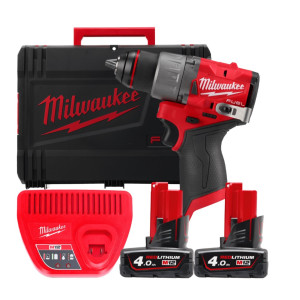 Дриль-шуруповерт акумуляторний MILWAUKEE, M12 FDD2-402X (зарядний пристрій С12 С, 2 акумулятори М12 В4 4Аг, кліпса для ременя, H