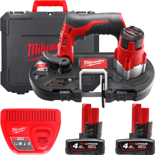 Пила стрічкова акумуляторна MILWAUKEE, M12 BS-402C (зарядний пристрій С12 С, 2 акумулятори М12 В4 4Ач, полотно, кейс) Пила стрічкова акумуляторна MILWAUKEE, M12 BS-402C (зарядний пристрій С12 С, 2 акумулятори М12 В4 4Ач, полотно, кейс)