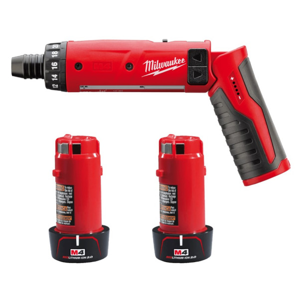 Викрутка акумуляторна MILWAUKEE, M4 D-202B, 5Нм (зарядний пристрій, 2 акумулятори М4 2Аг, картонне пакування)