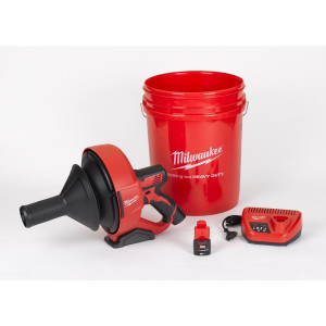 Машина прочистна акумуляторна MILWAUKEE, M12 BDC6-202C, трос 6м (зарядний пристрій С12 С , 2 акумулятори М12 В2 2Аг, відро, карт