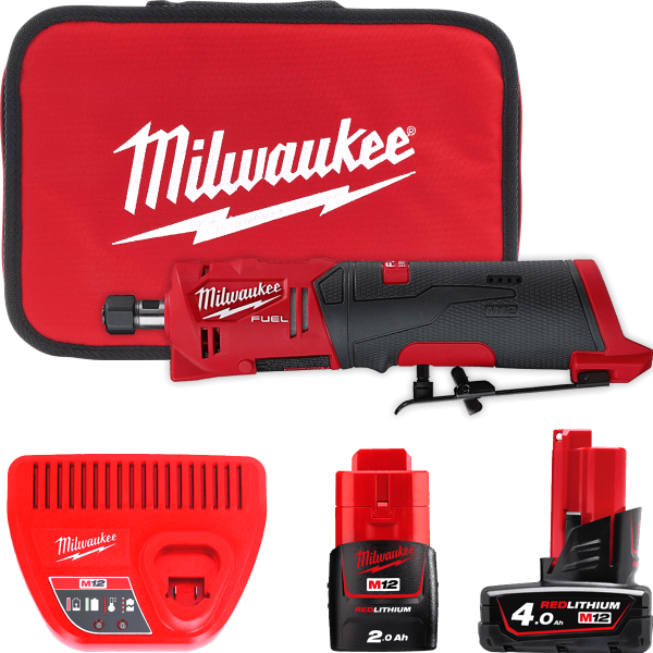Шліфмашина пряма цангова акумуляторна безщіткова MILWAUKEE, M12 FDGS-422B (зарядний пристрій С12 С, 1 акумулятор М12 В2 2Аг, 1 а Шліфмашина пряма цангова акумуляторна безщіткова MILWAUKEE, M12 FDGS-422B (зарядний пристрій С12 С, 1 акумулятор М12 В2 2Аг, 1 а
