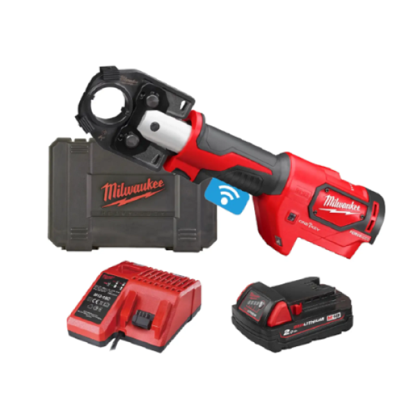 Обтискач гідравлійчний акумуляторний для кабелів MILWAUKEE, M18 HCCT-201C, 53кН (зарядний.пристрій M12-18 FC, 1 акумумулятор М18