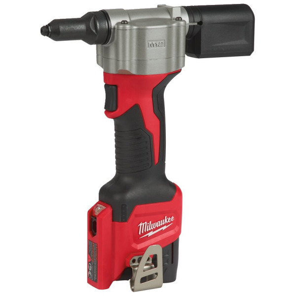 Заклепочник акумуляторний MILWAUKEE, M12 BPRT-0, діаметр заклепок 2,4-4,8мм (каркас, 4 накінечника, ключ, картонне пакування)