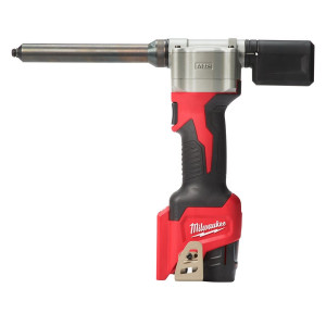 Заклепочник акумуляторний MILWAUKEE, M12 BPRT-0, діаметр заклепок 2,4-4,8мм (каркас, 4 накінечника, ключ, картонне пакування)