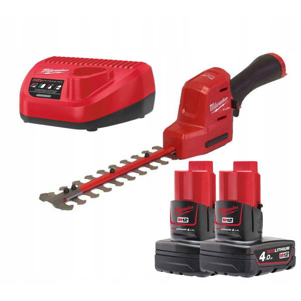 Кущоріз акумуляторний безщітковий MILWAUKEE, M12 FHT20-402, лезо 20см (зарядний пристрій С12 С, 2 акумулятори М12 В4 4Аг, картон