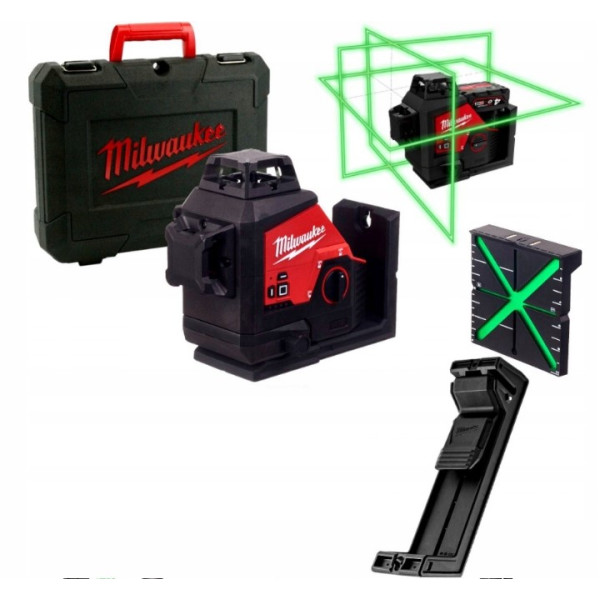 Нівелір 3D лазерний акумуляторний MILWAUKEE, M12 3PL-0C (360 градусів, зелений промінь) (каркас, аксесуари, кейс) Нівелір 3D лазерний акумуляторний MILWAUKEE, M12 3PL-0C (360 градусів, зелений промінь) (каркас, аксесуари, кейс)