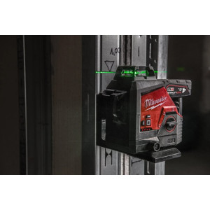 Нівелір 3D лазерний акумуляторний MILWAUKEE, M12 3PL-0C (360 градусів, зелений промінь) (каркас, аксесуари, кейс)