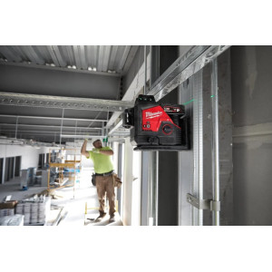 Нівелір 3D лазерний акумуляторний MILWAUKEE, M12 3PL-0C (360 градусів, зелений промінь) (каркас, аксесуари, кейс)