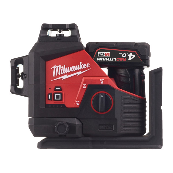 Нівелір лазерний 3D акумуляторний MILWAUKEE, M12 3PL-401C (360 градусів, зелений промінь) (зарядний пристрій С12 С, 1 акумулятор Нівелір лазерний 3D акумуляторний MILWAUKEE, M12 3PL-401C (360 градусів, зелений промінь) (зарядний пристрій С12 С, 1 акумулятор