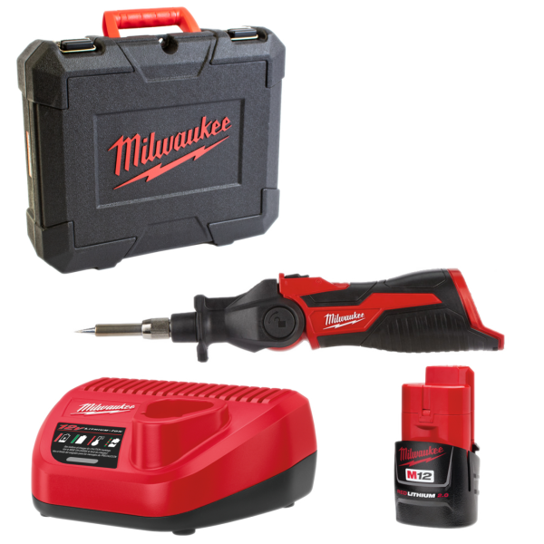 Паяльник акумуляторний MILWAUKEE, M12 SI-201C (зарядний пристрій С12 С, 1 акумулятор М12 В2 2Аг, жало, кейс) Паяльник акумуляторний MILWAUKEE, M12 SI-201C (зарядний пристрій С12 С, 1 акумулятор М12 В2 2Аг, жало, кейс)