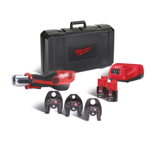 Обтискач гідравлічний акумуляторний для труб MILWAUKEE M12 HPT-202C U-SET (зарядний пристрій С12 С, 2 акумулятори М12 В2 2Аг, ак
