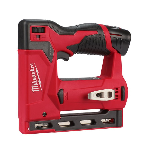 Степлер акумуляторний MILWAUKEE, M12 BST-202X (зарядний пристрій С12 С, 2 акумулятори М12 В2 2Аг, кліпса для ременя, HD кейс) Степлер акумуляторний MILWAUKEE, M12 BST-202X (зарядний пристрій С12 С, 2 акумулятори М12 В2 2Аг, кліпса для ременя, HD кейс)