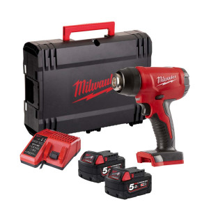 Термоповітродувка акумуляторна MILWAUKEE, M18 BHG-502C (зарядний пристрій M12-18 FC, 2 акумулятори М18 В5 5Аг, аксесуари, кейс)