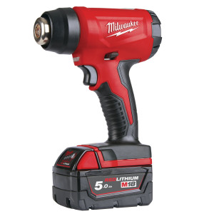Термоповітродувка акумуляторна MILWAUKEE, M18 BHG-502C (зарядний пристрій M12-18 FC, 2 акумулятори М18 В5 5Аг, аксесуари, кейс)