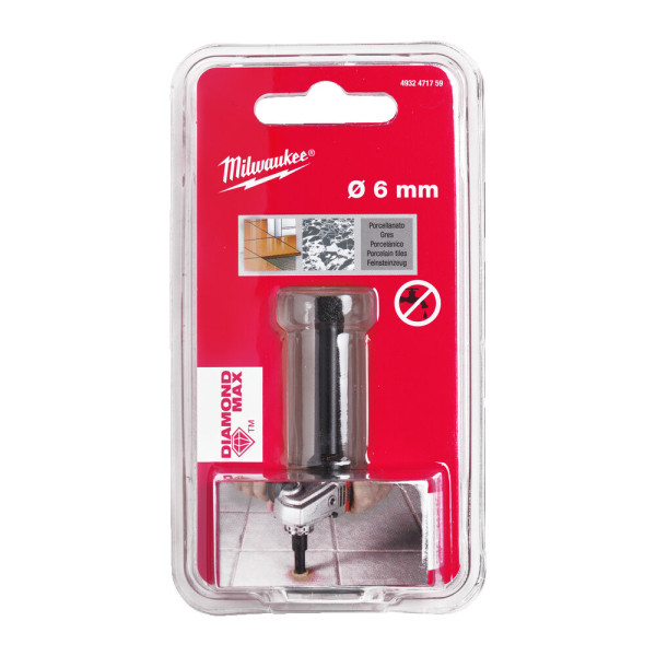 Коронка алмазна Diamond Max MILWAUKEE M14, діаметр 6мм (сухе свердління) Коронка алмазна Diamond Max MILWAUKEE M14, діаметр 6мм (сухе свердління)
