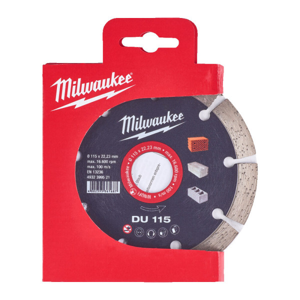 Диск алмазний MILWAUKEE DU 115, діаметр 125мм (цегла, бетон, шлакоблок) Диск алмазний MILWAUKEE DU 115, діаметр 125мм (цегла, бетон, шлакоблок)