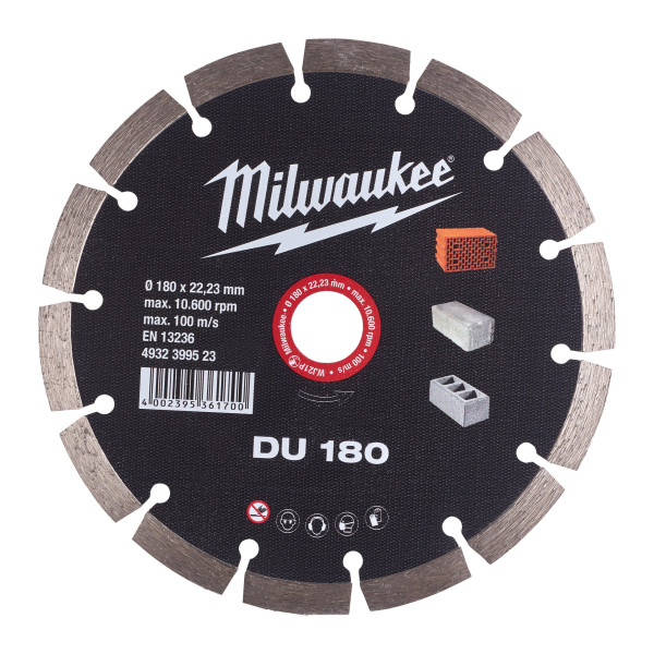Диск алмазний MILWAUKEE DU 180, діаметр 180мм (цегла, бетон, шлакоблок) Диск алмазний MILWAUKEE DU 180, діаметр 180мм (цегла, бетон, шлакоблок)