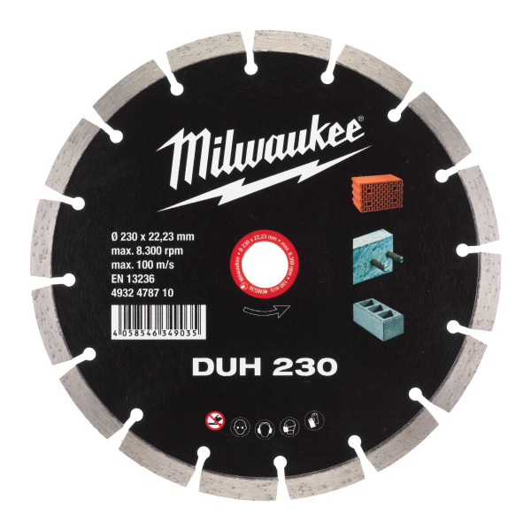 Диск алмазний для твердого бетону, бетонних блоків та каменю DUH 230 MILWAUKEE Диск алмазний для твердого бетону, бетонних блоків та каменю DUH 230 MILWAUKEE